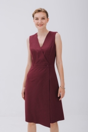 Бордовый сарафан в полоску