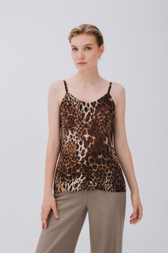 Топ леопардовый на тонких бретельках  фото 1