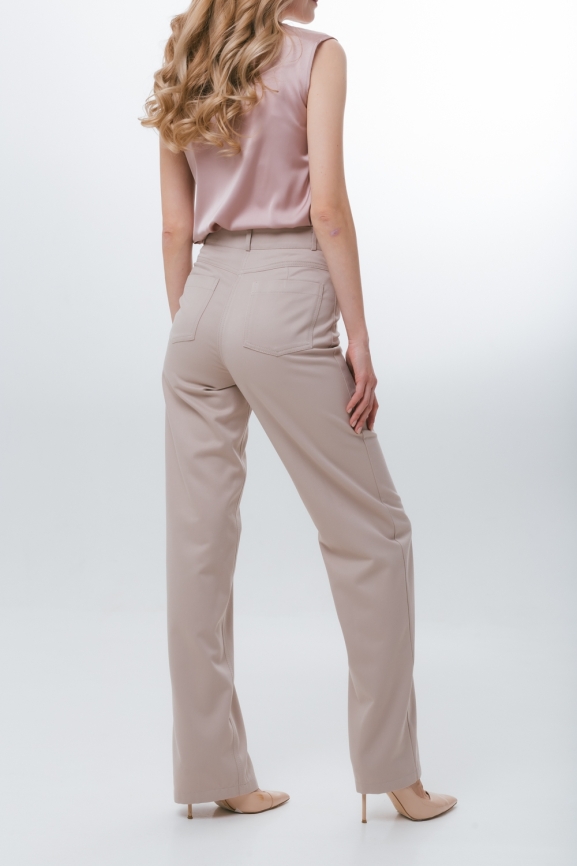 Брюки бежевые с отстрочкой фото 4