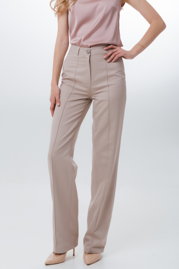 Брюки бежевые с отстрочкой фото 8