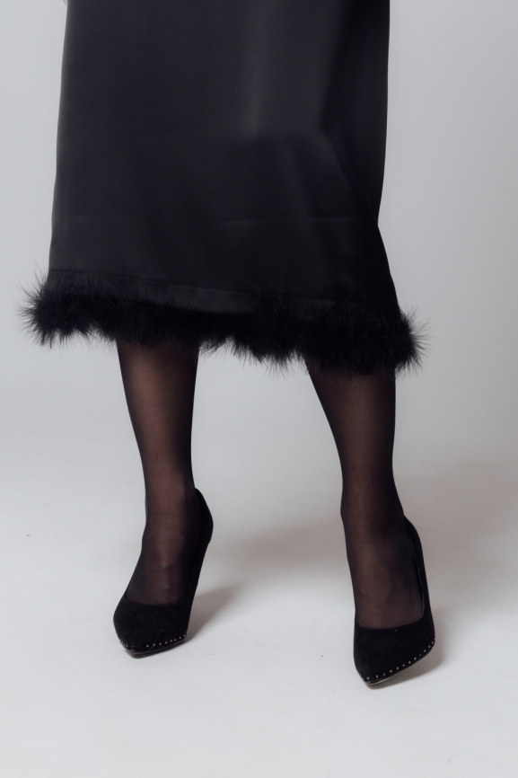 Юбка атласная с перьями фото 7
