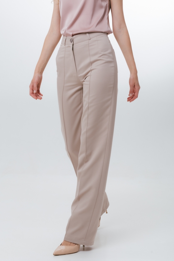 Брюки бежевые с отстрочкой фото 10