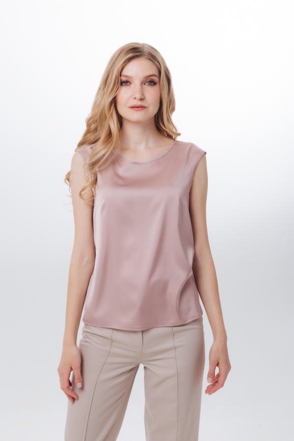 Топ атласный пудровый фото 8